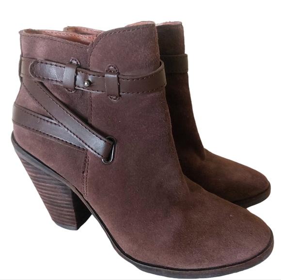 Dolce Vita DV 6.5 Strappy Brown Faux Leather Fashion Booties Boots - Picture 2 of 8